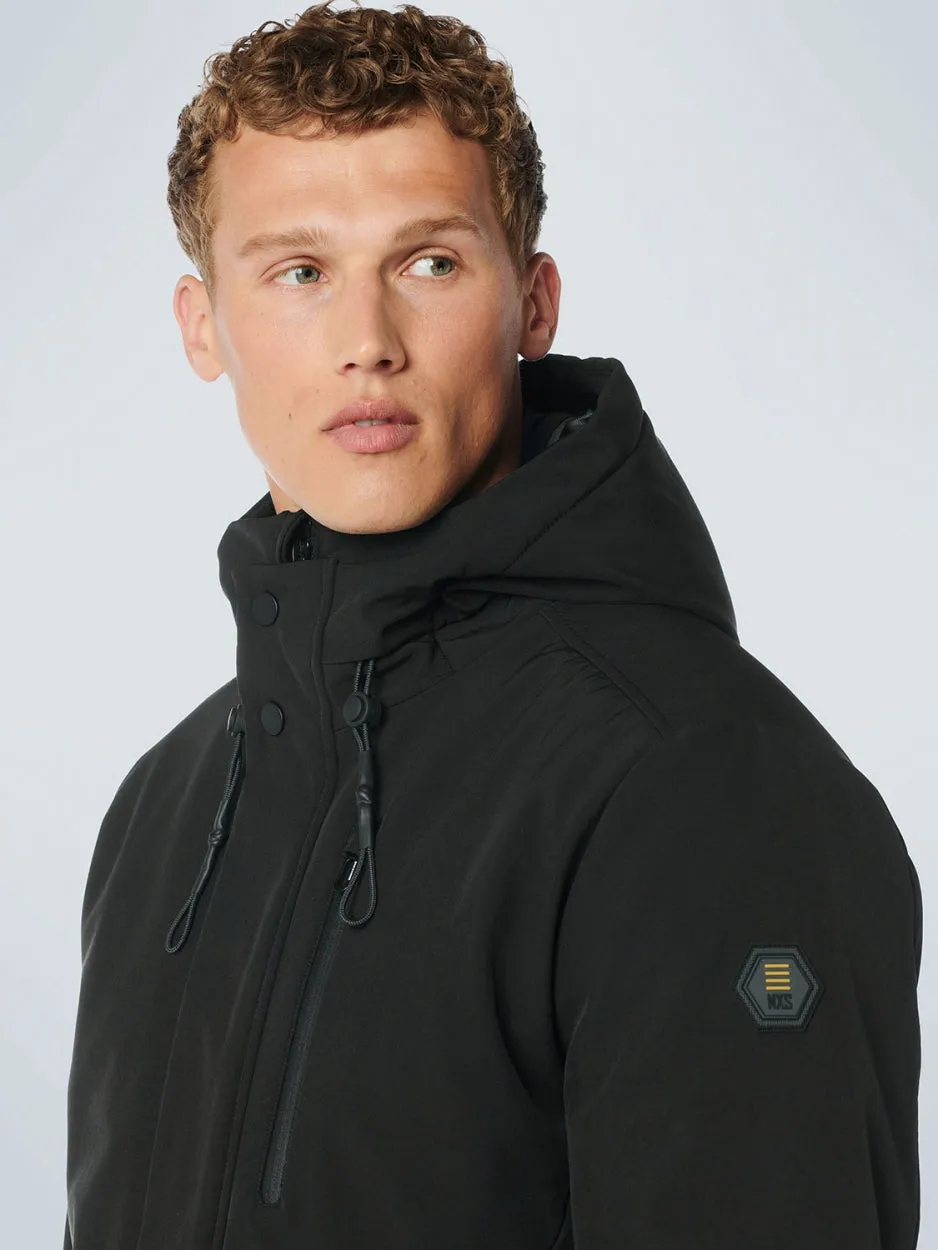 Jacket Mid Long Fit Hooded Softshell Stretch | Black