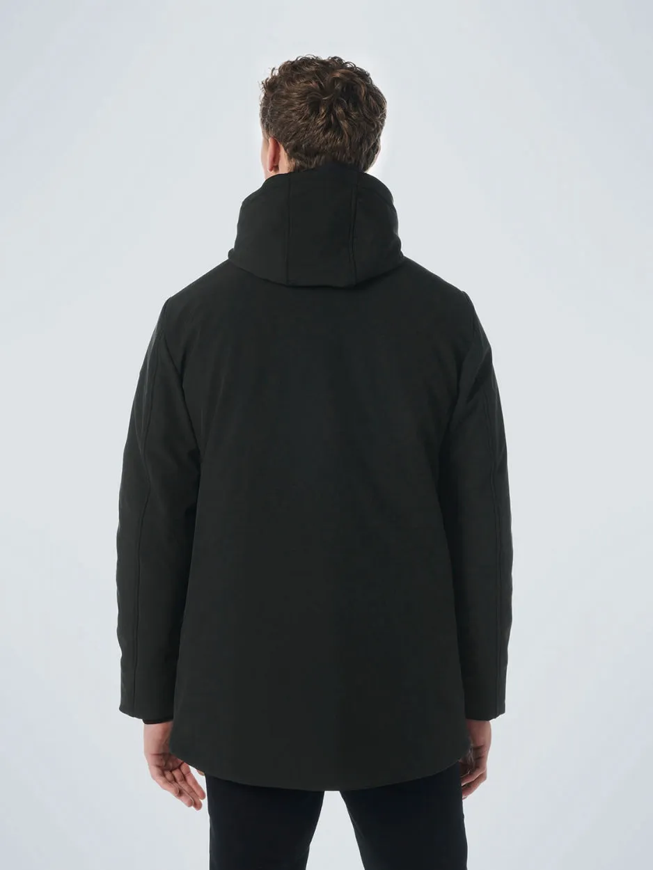 Jacket Mid Long Fit Hooded Softshell Stretch | Black