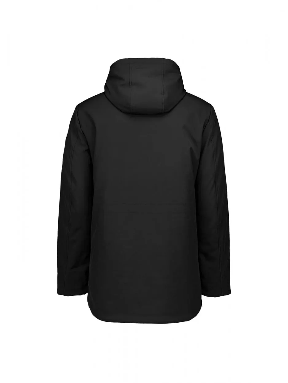 Jacket Mid Long Fit Hooded Softshell Stretch | Black