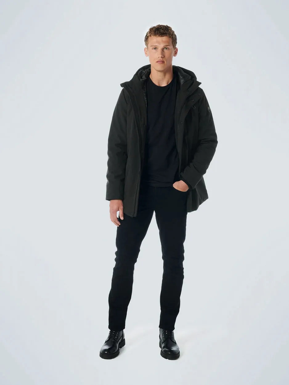 Jacket Mid Long Fit Hooded Softshell Stretch | Black