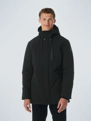 Jacket Mid Long Fit Hooded Softshell Stretch | Black