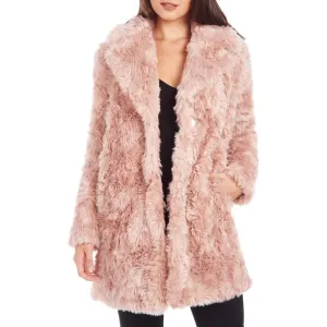 KENDALL   KYLIE Women's Faux Fur Reversable Mid-Length Jacket in Blush Pink