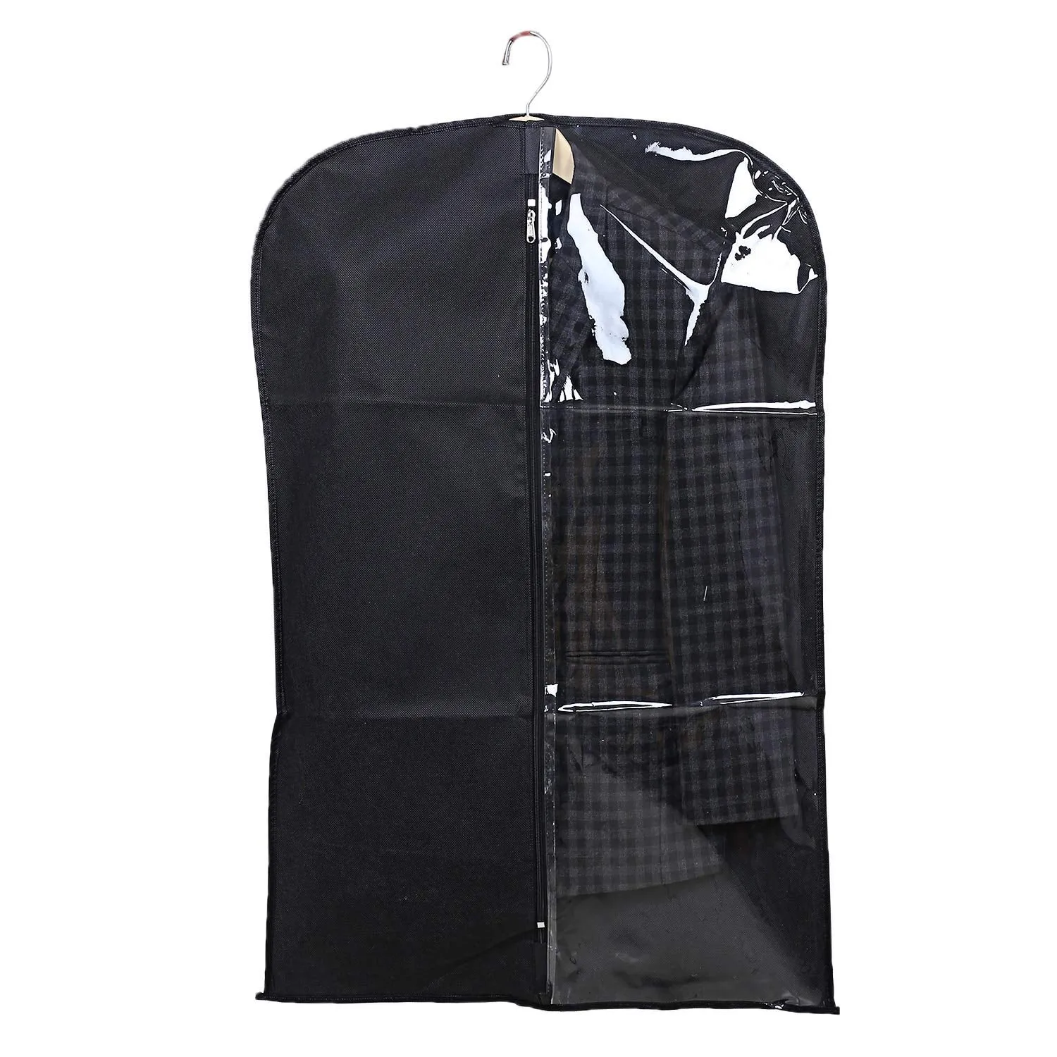 Kuber Industries 6 Pieces Half Transparent Non Woven Men's Coat Blazer Suit Cover (Black) -CTKTC41353