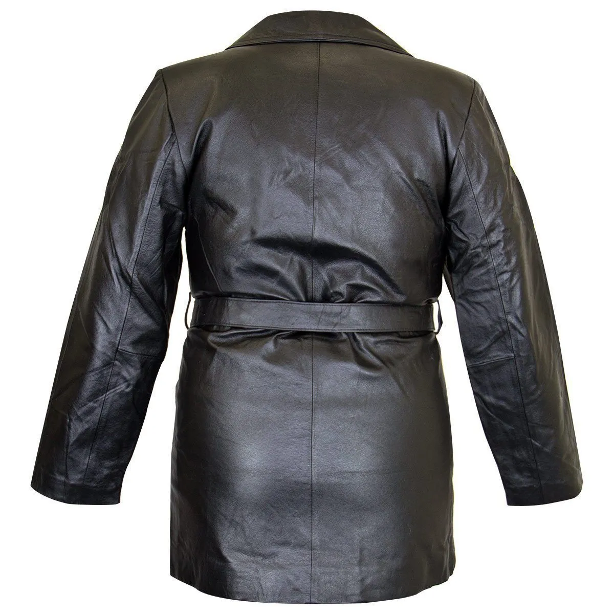 Ladies Lucky Leather 248 Cowhide Leather Coat with 3 Button Closure and Belt