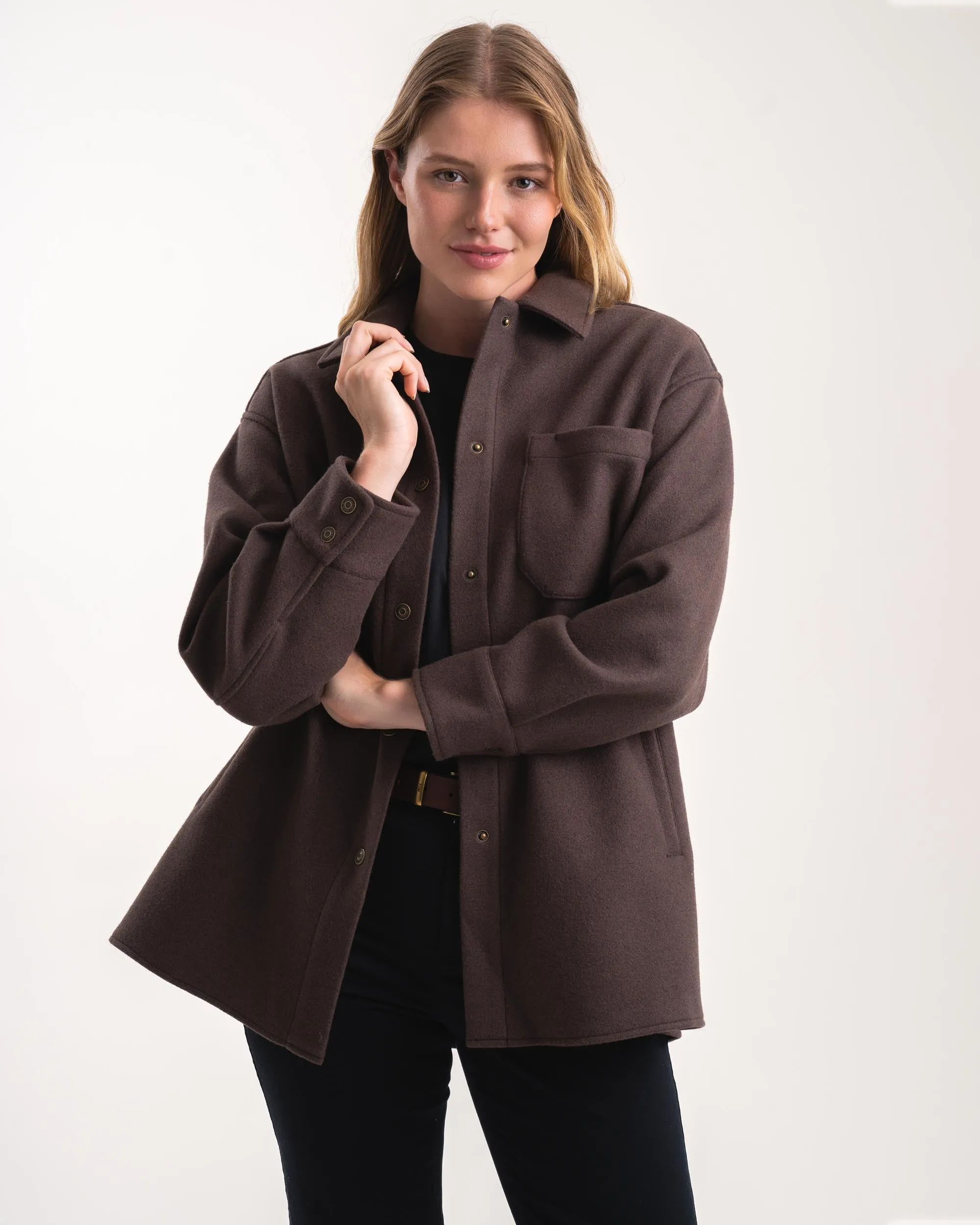 Ladies Melton Jacket - Chocolate Melange