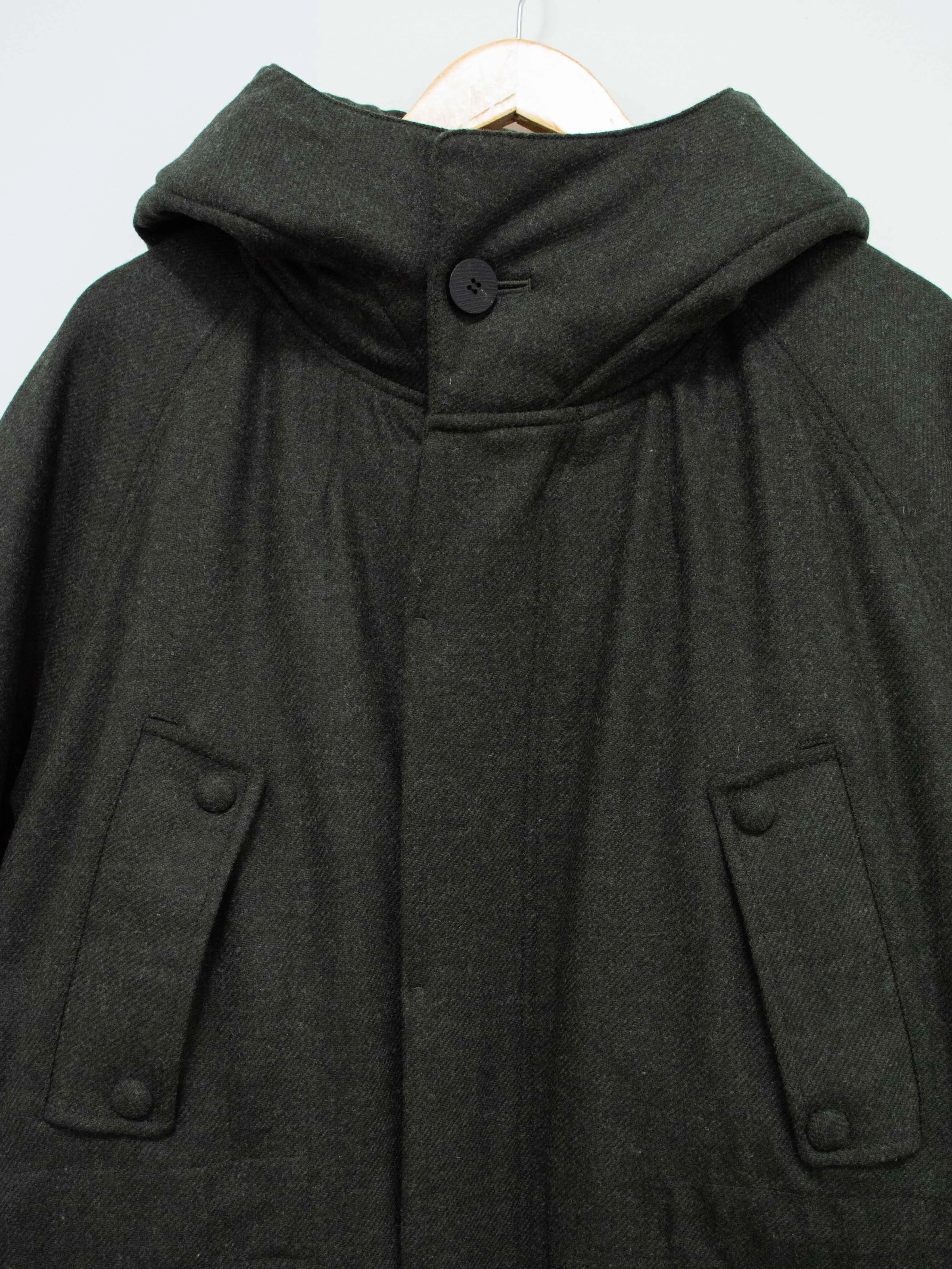 Lightweight Padded Wool Parka - Forest Green