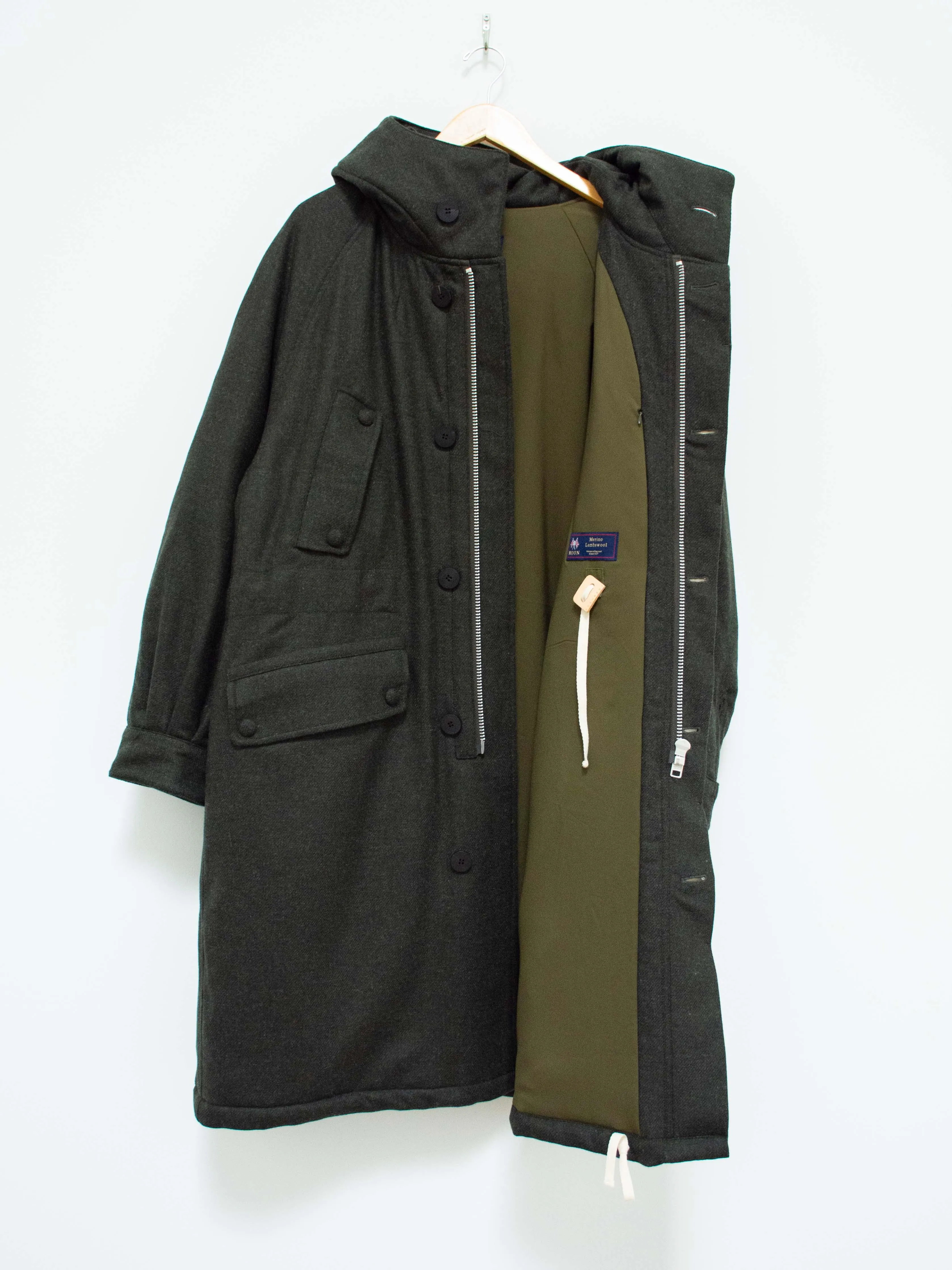 Lightweight Padded Wool Parka - Forest Green