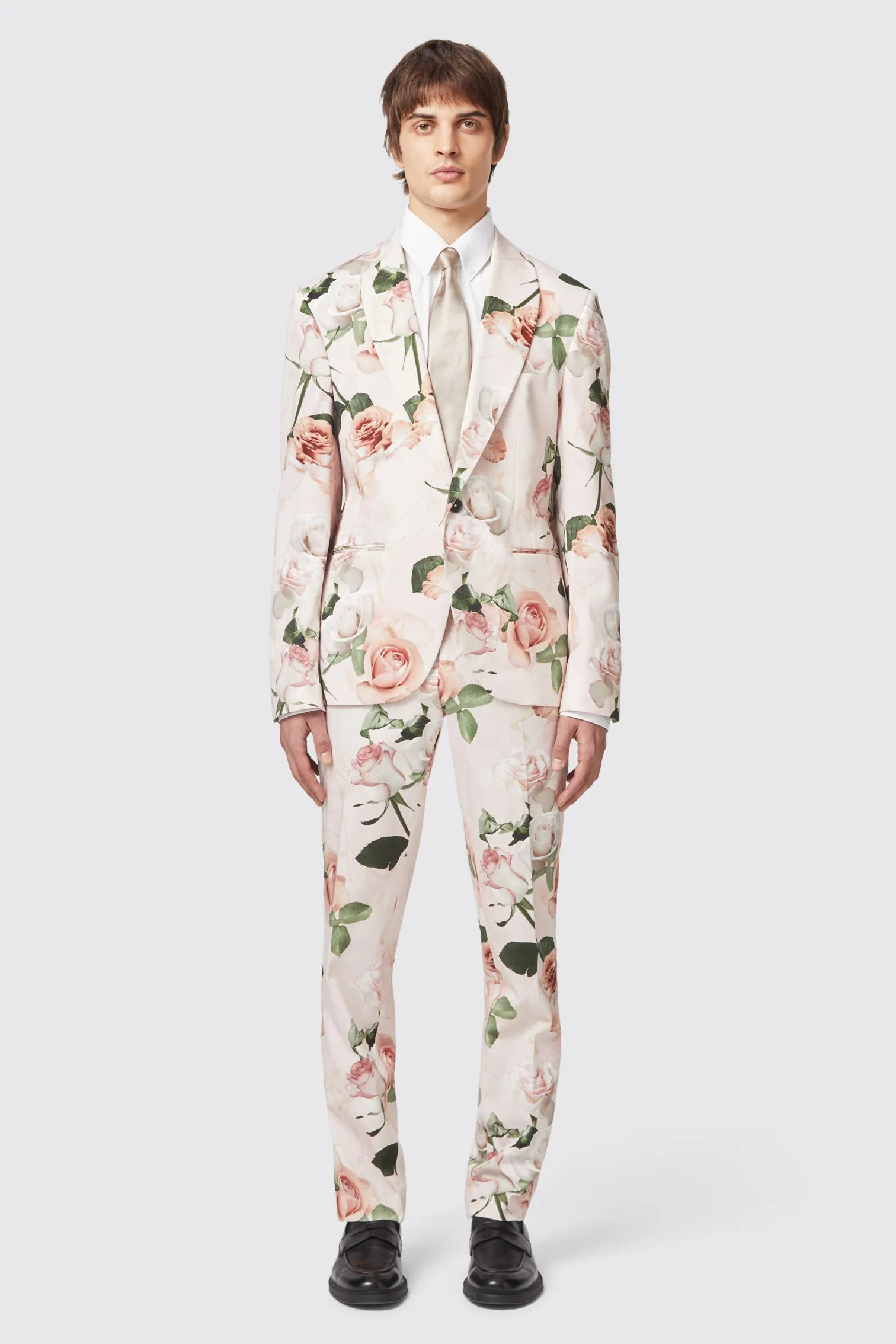 Lincoln Skinny Fit Pink Floral Cotton Jacket