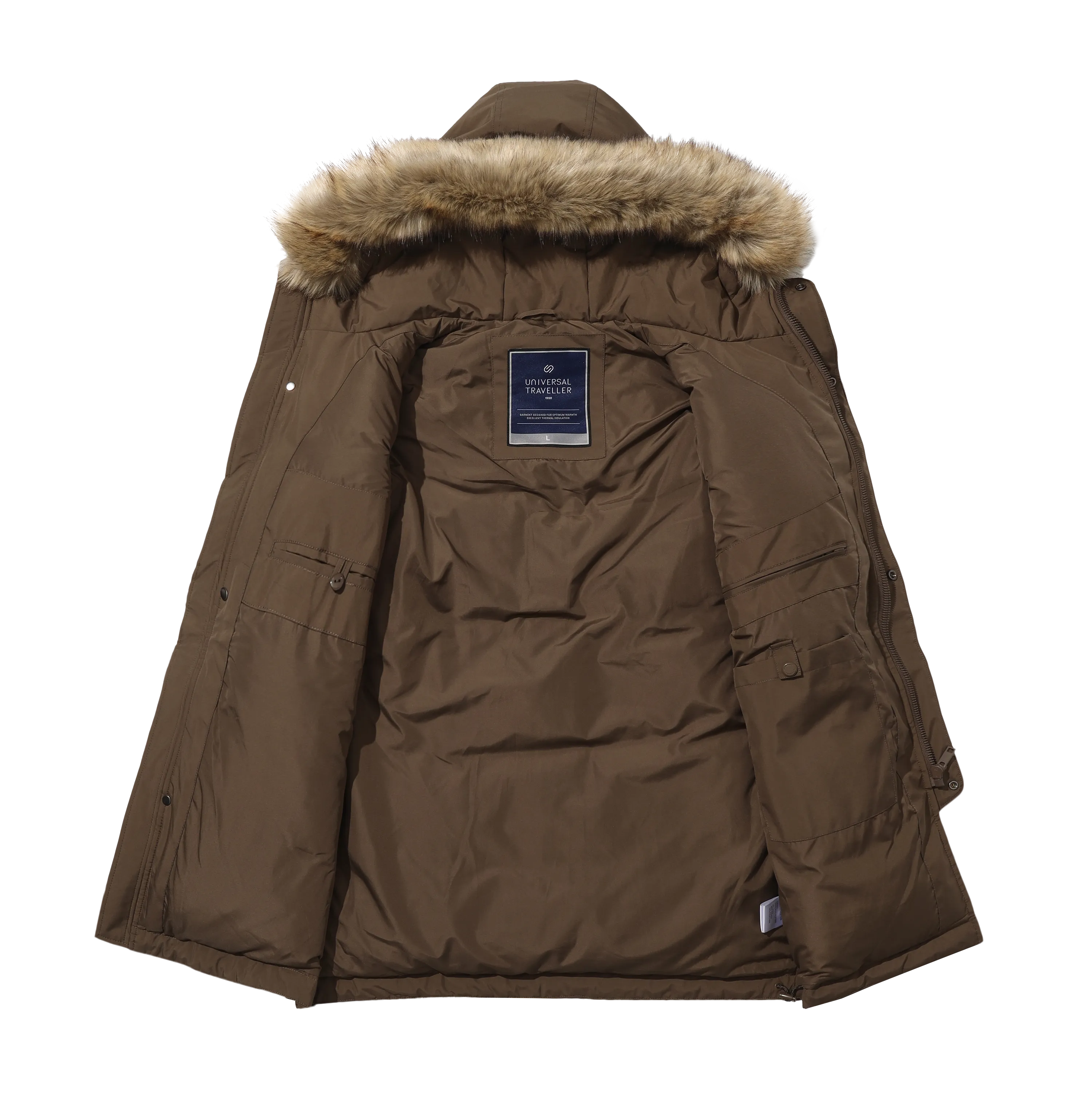 Men's Down Jacket Topped With A Luxurious Fur-Lined Hood