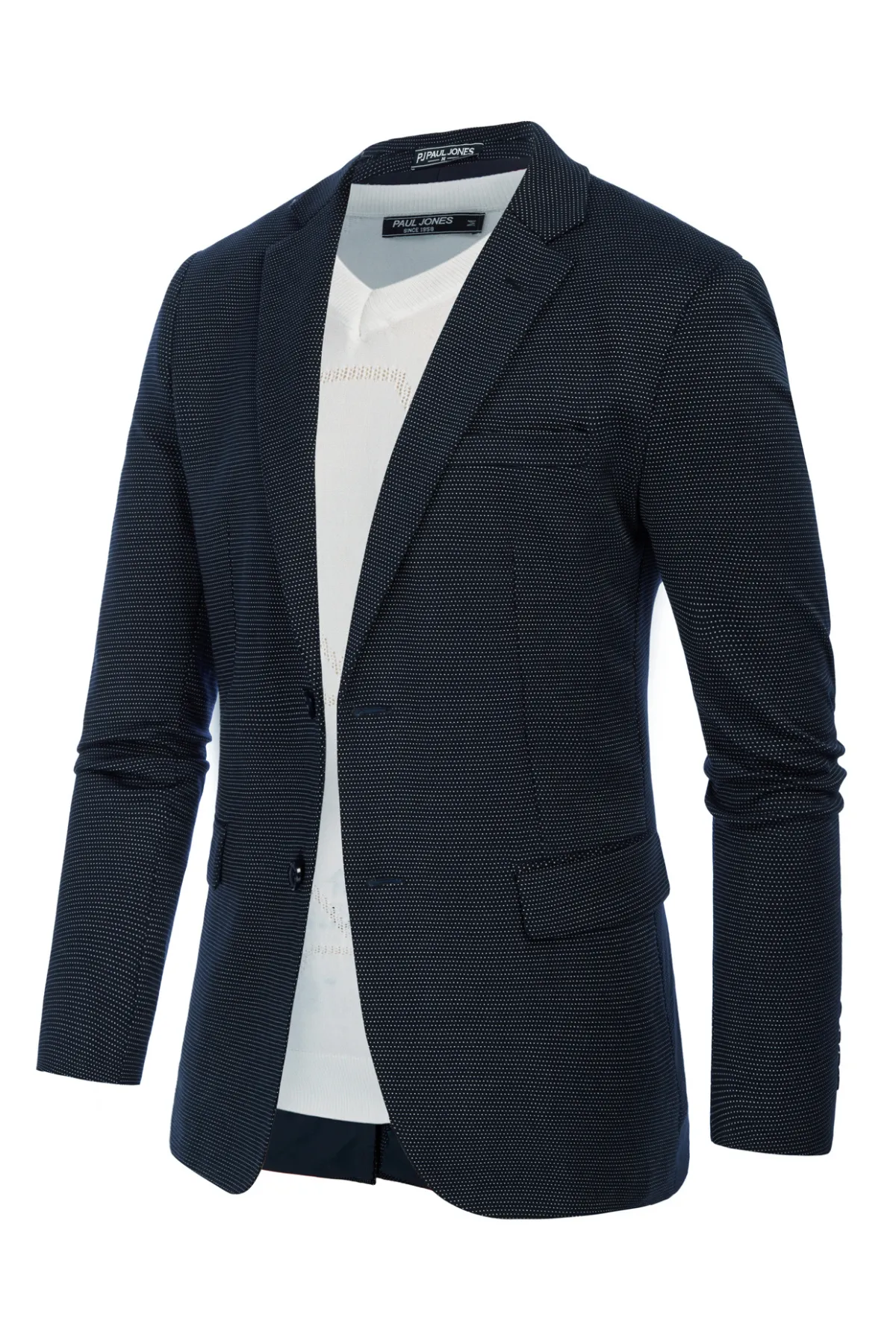 Men's Herringbone Blazer Jacket Two Buttons Lightweight Casual Knit Sport Coat