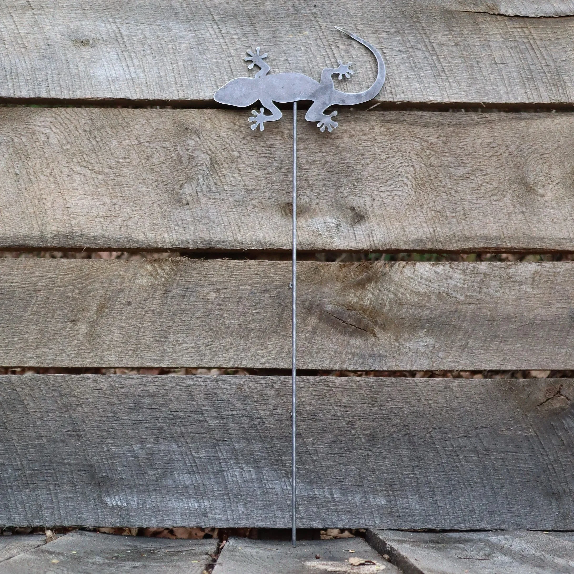 Metal Lizard Garden Stake - Steel Gardening Decor - Gecko Yard Art Marker - Free Shipping