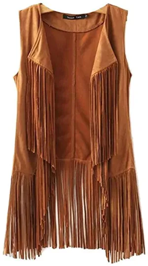 New Tassels Fringe Sleeveless Vest Cardigan Waistcoat Jacket Outwear Tops