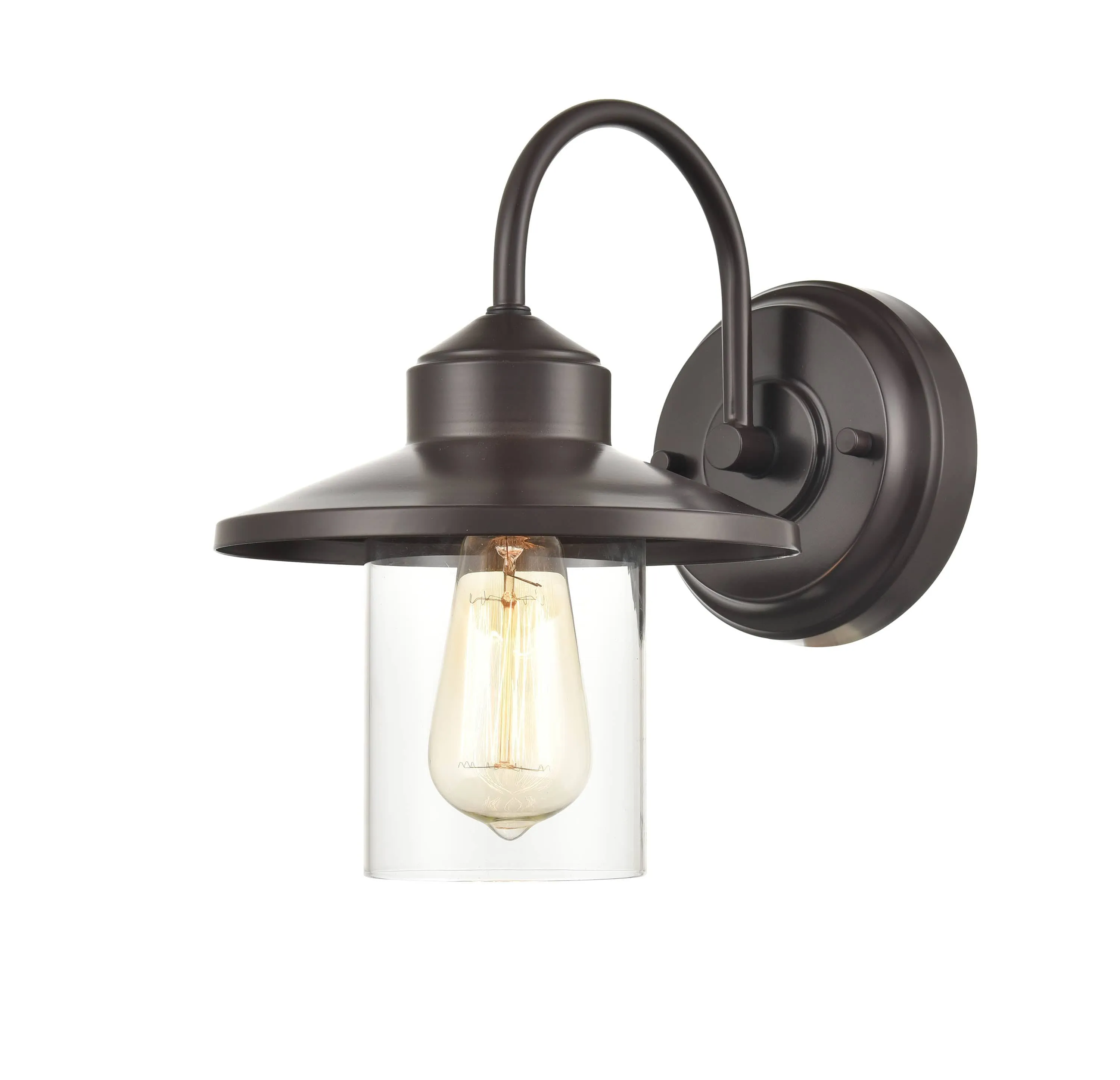 Outdoor Wall Sconce - Powder Coat Bronze - Clear Glass - 10in. Extension - E26 Medium Base