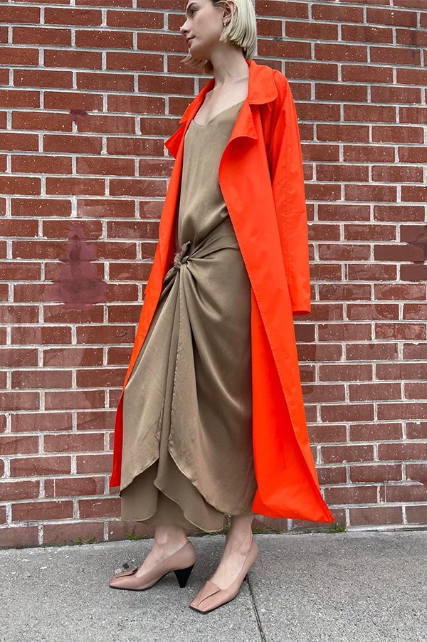 Oversized Trench Coat in Vermilion