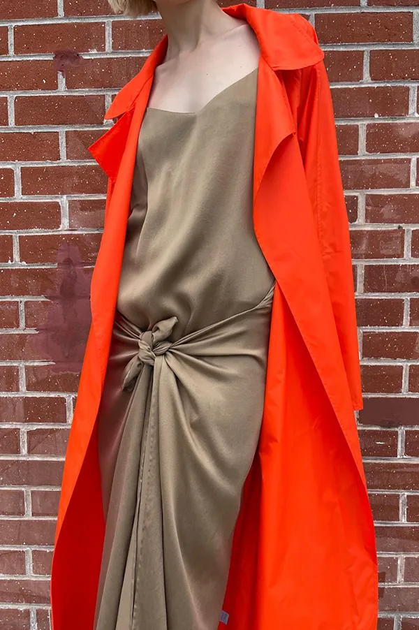 Oversized Trench Coat in Vermilion