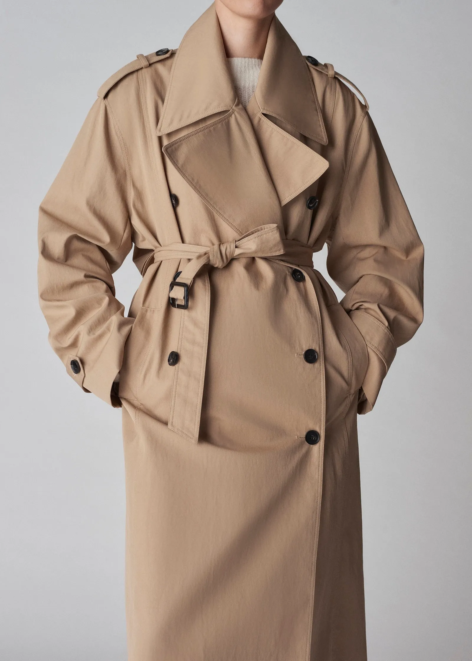 Oversized Trench in Cotton Twill - Camel