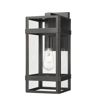 Payton Outdoor Wall Sconce - Powder Coated Black - Clear Glass - 9in. Extension - E26 Medium Base