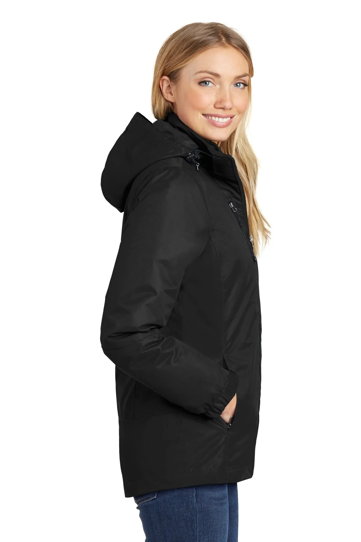 Port Authority Ladies Vortex Customized Waterproof 3-in-1 Jackets, Black/ Black