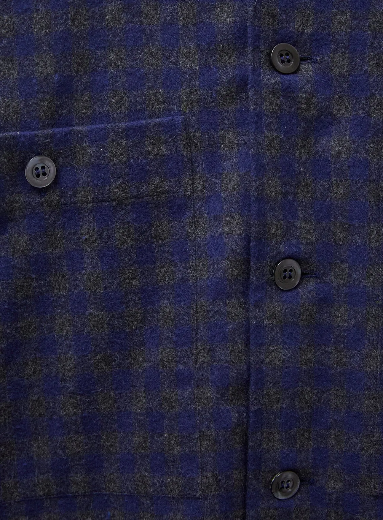 Recycled Italian Flannel Navy & Grey Check Double Pocket shirt