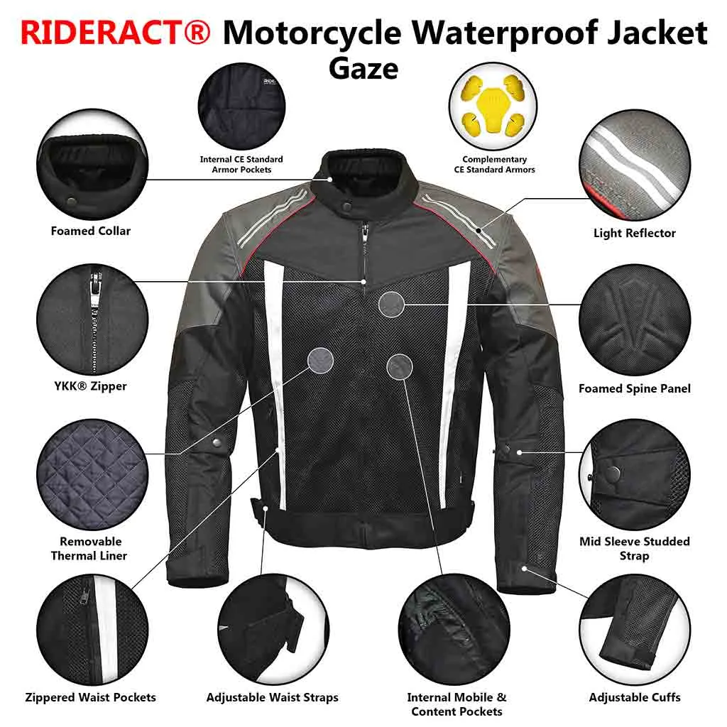 RIDERACT® Textile Motorcycle Jacket Waterproof Gaze Motorbike Jacket