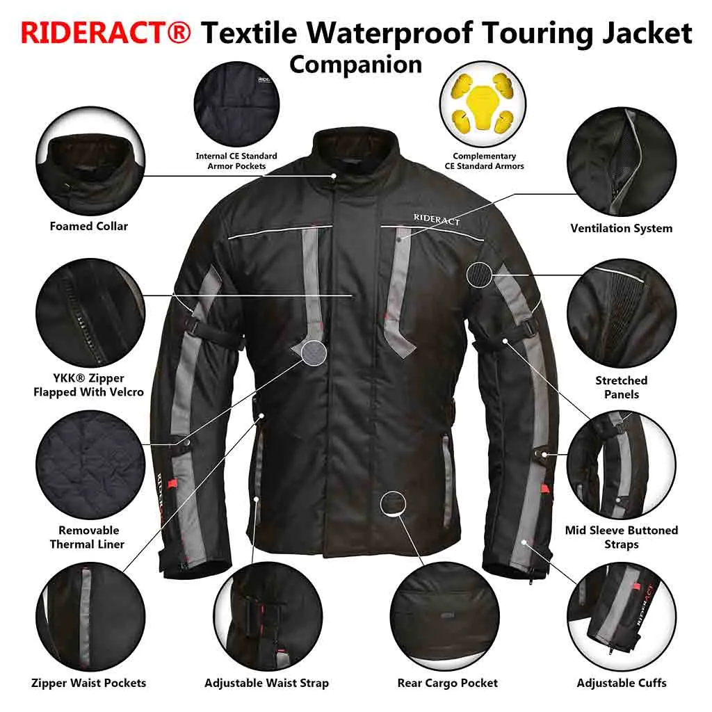 RIDERACT® Touring Textile Waterproof Motorcycle Jacket Companion