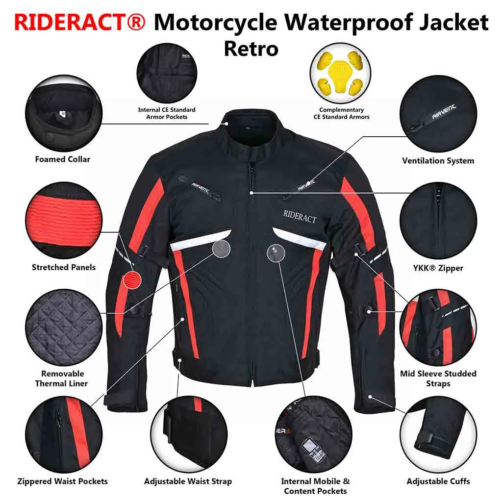 RIDERACT®  Waterproof Motorcycle jacket Retro Riding Jacket