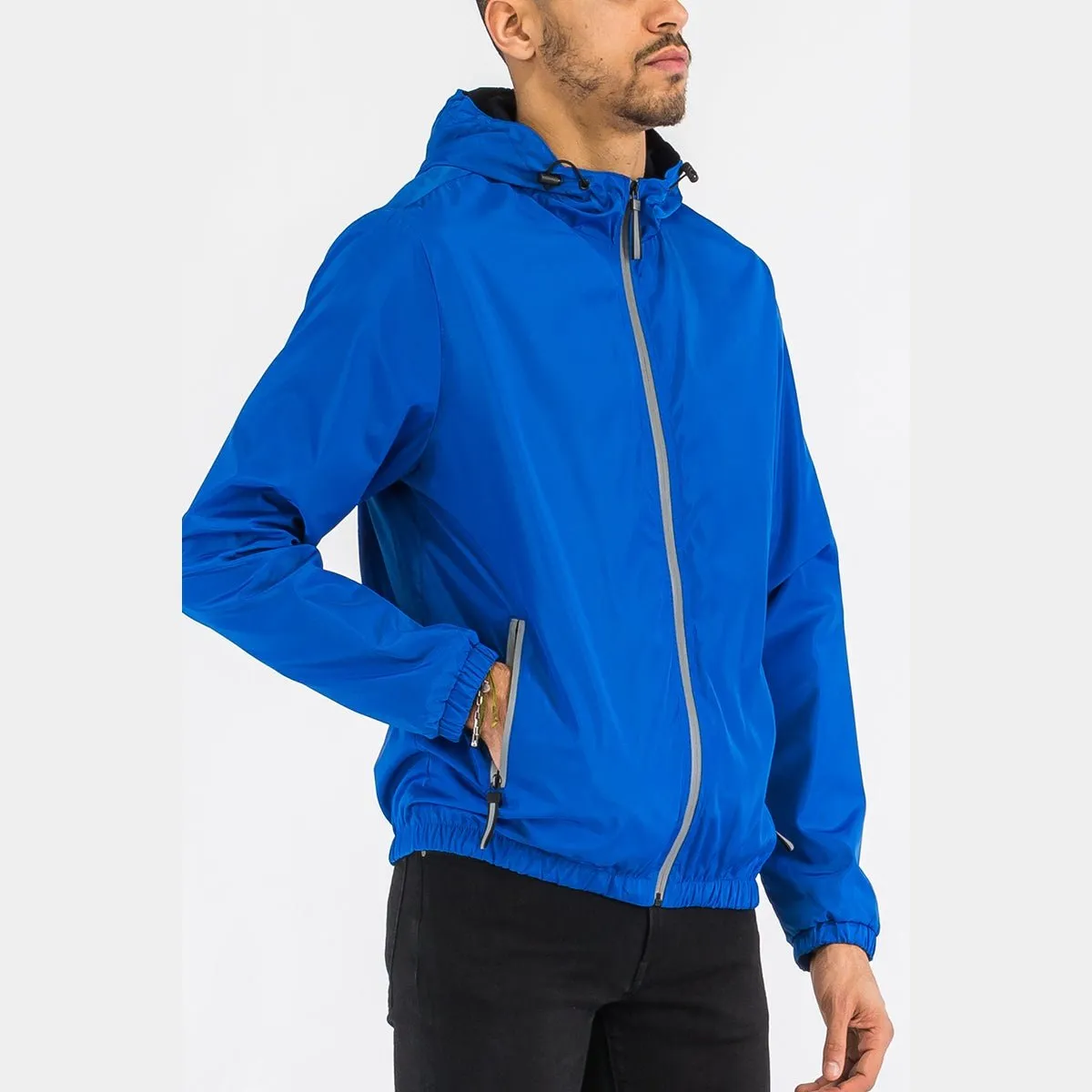 Royal Blue Reflective Zip Windbreaker