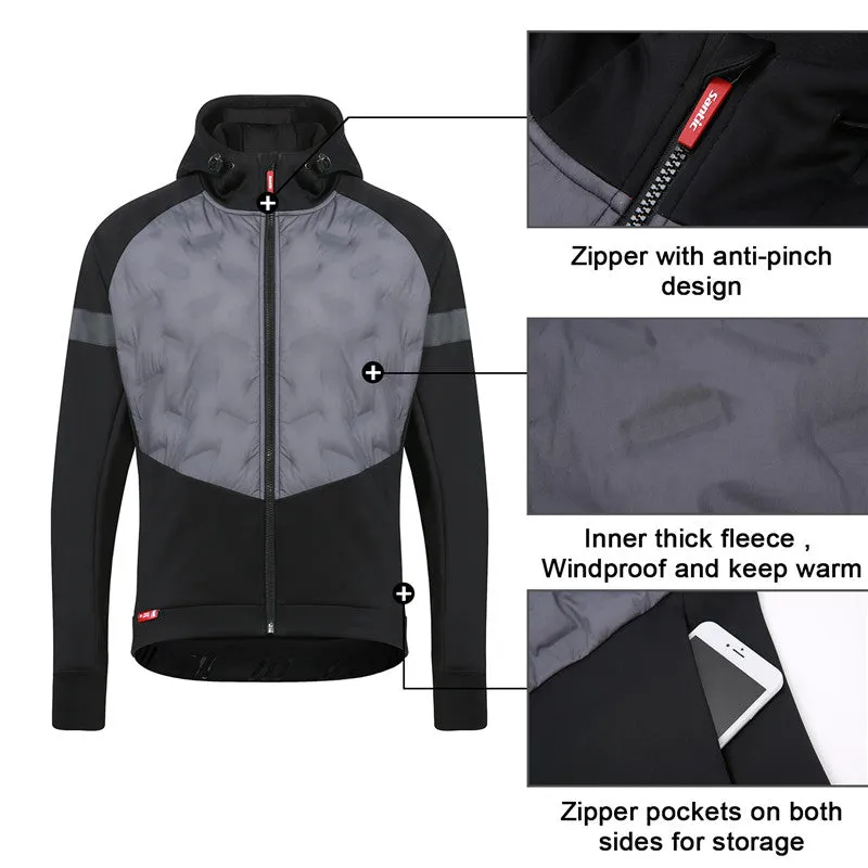 Santic Insitan Men’s Cycling Jacket Thermal Windproof Black