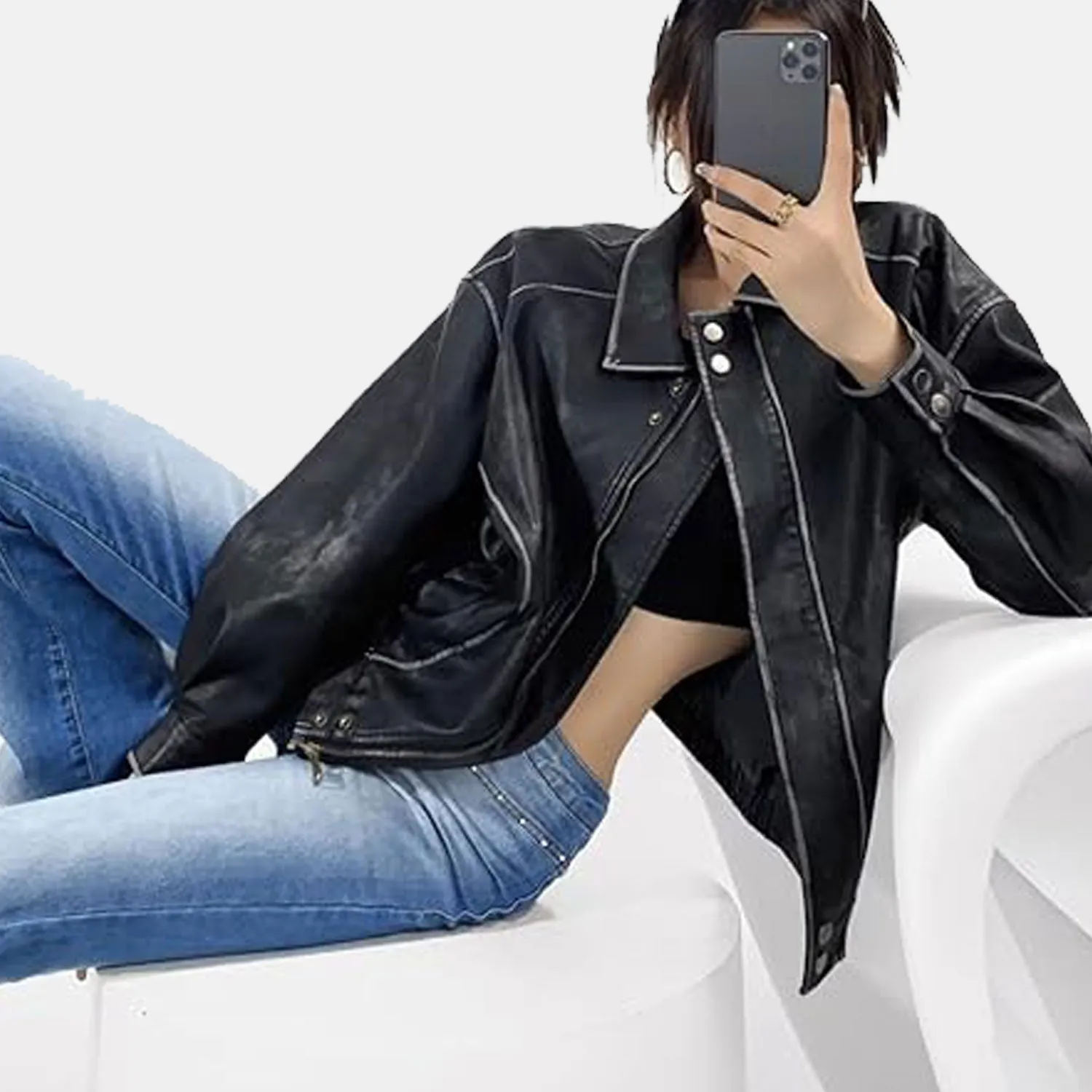 Sasha A1 Suede Leather Bomber Jacket for Women | Order Now