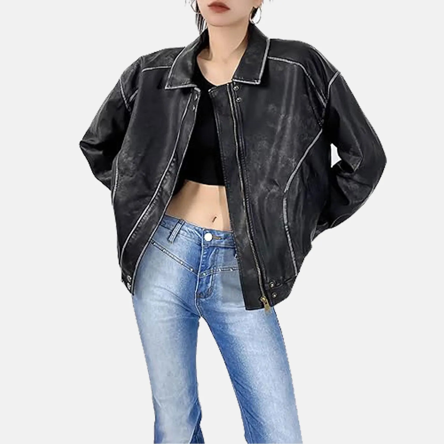 Sasha A1 Suede Leather Bomber Jacket for Women | Order Now