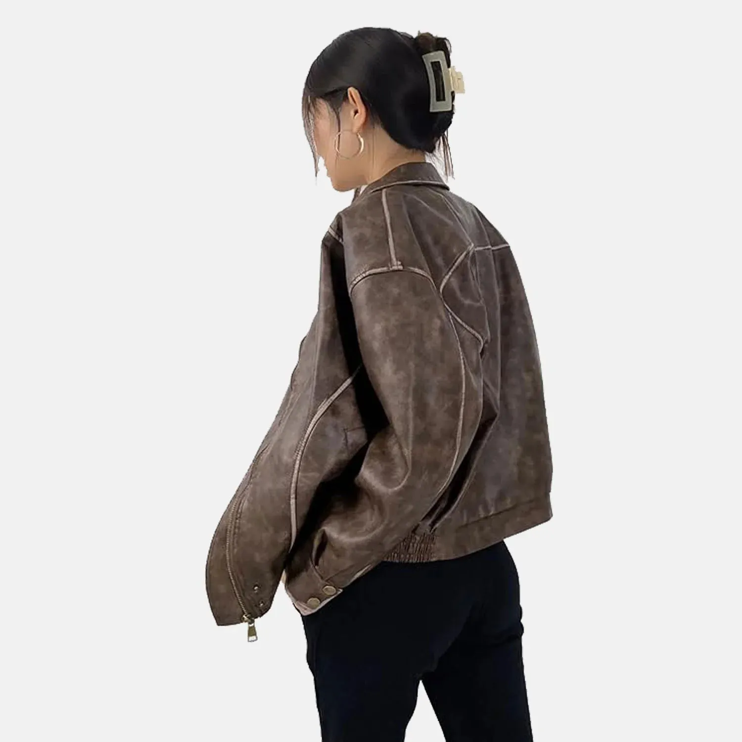 Sasha A1 Suede Leather Bomber Jacket for Women | Order Now