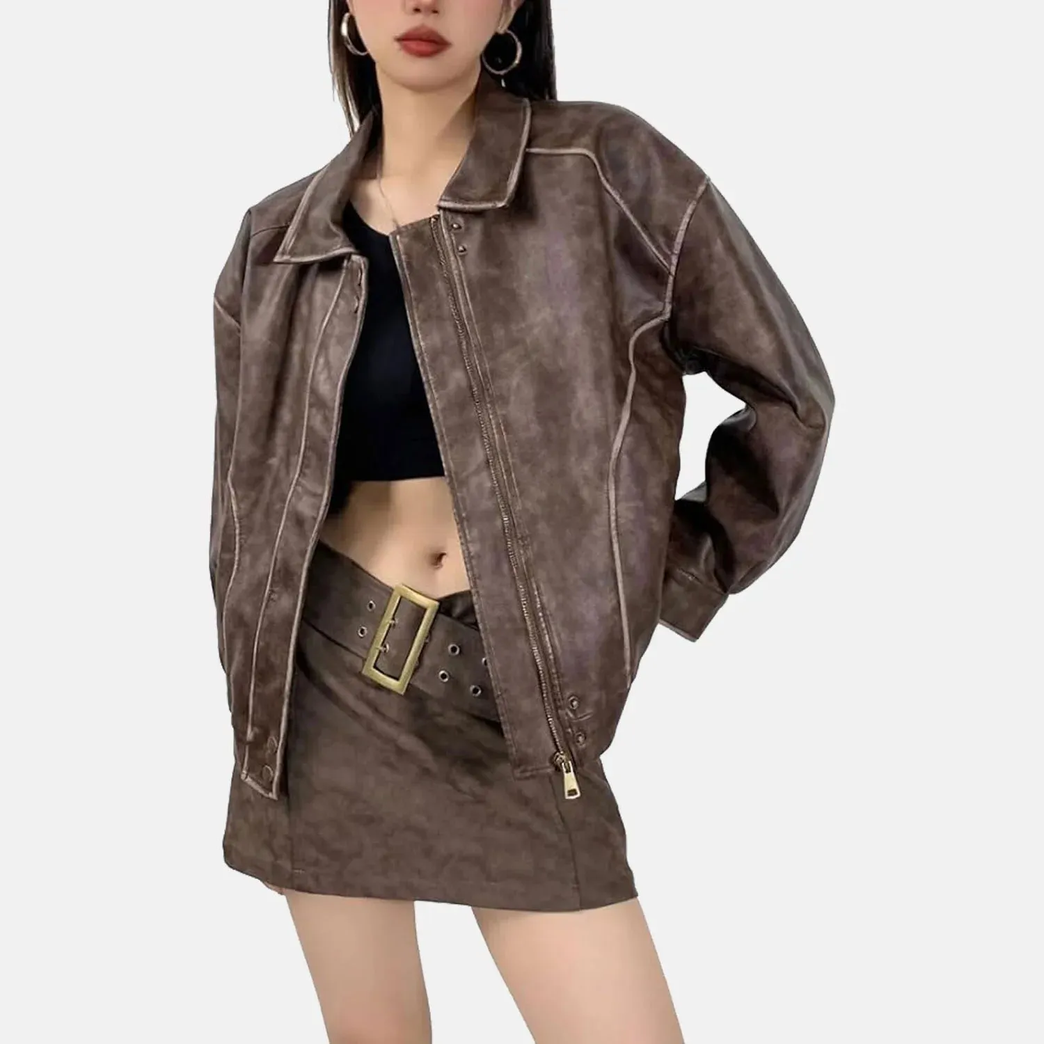 Sasha A1 Suede Leather Bomber Jacket for Women | Order Now