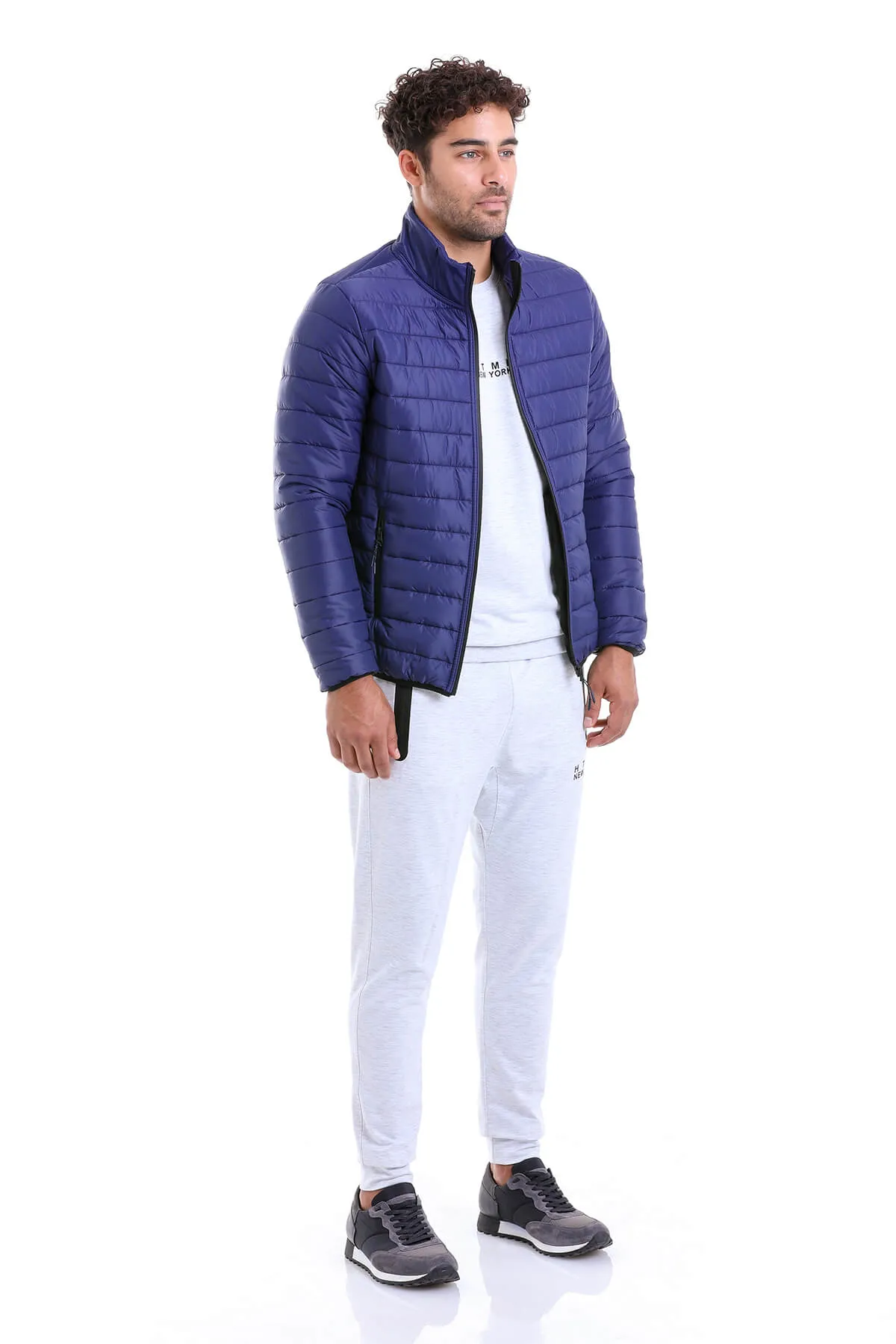 Slim Fit Ceasar Light Navy Padded Coat