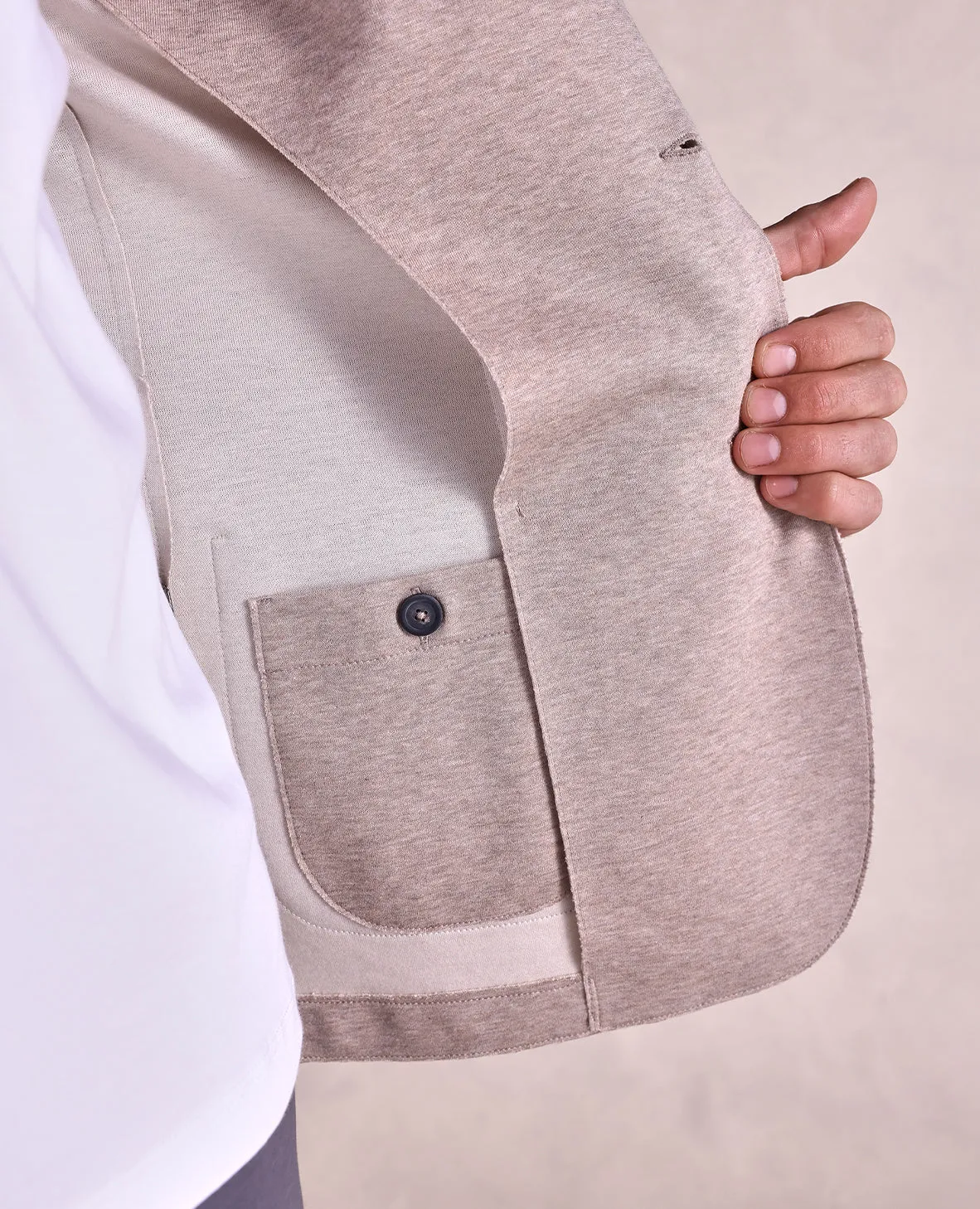 The Luca - Jersey Knit Soft Jacket - Oatmeal