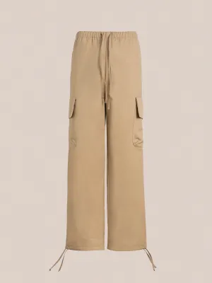 Twill Cargo Drawstring Pants