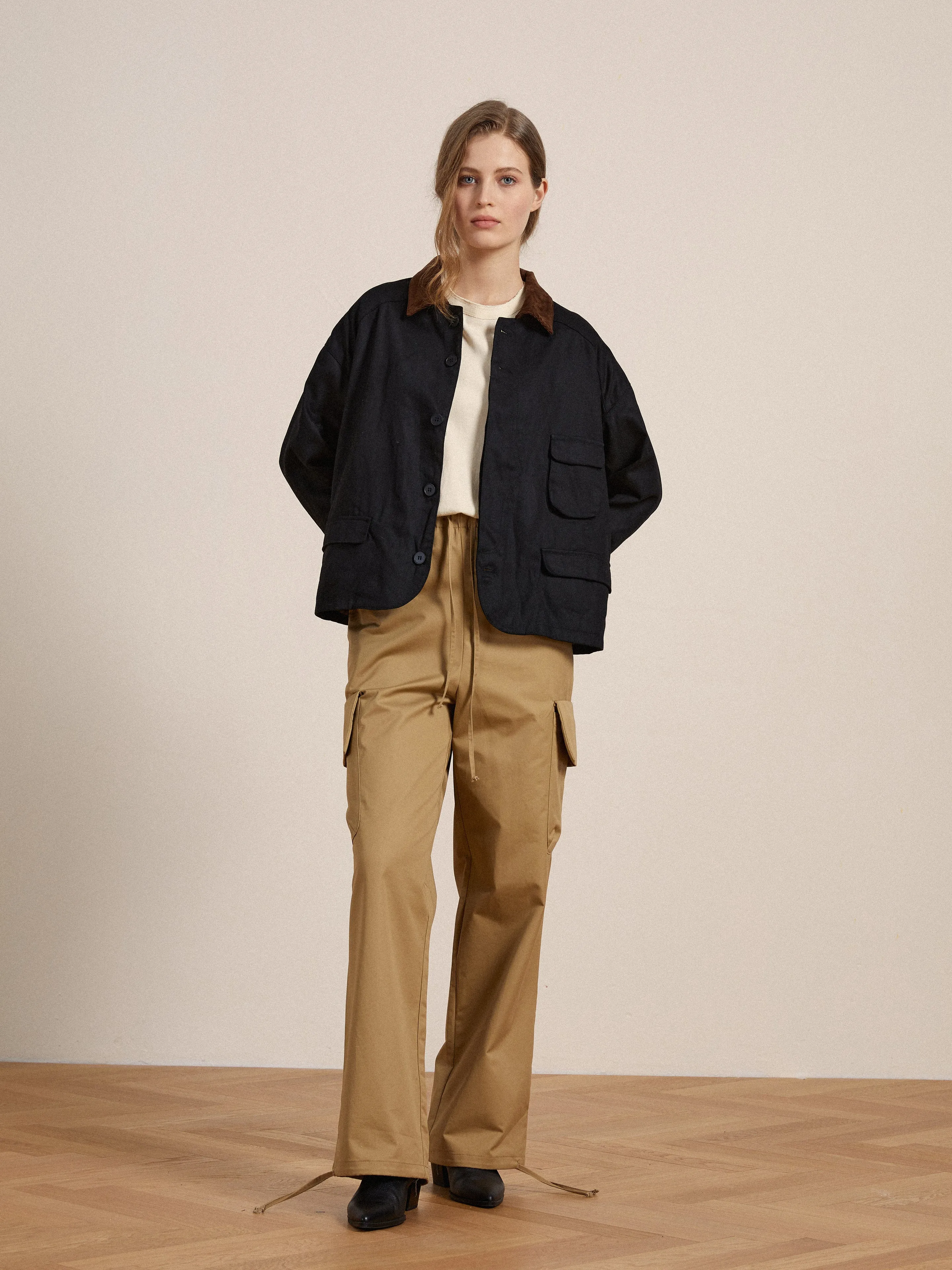 Twill Cargo Drawstring Pants