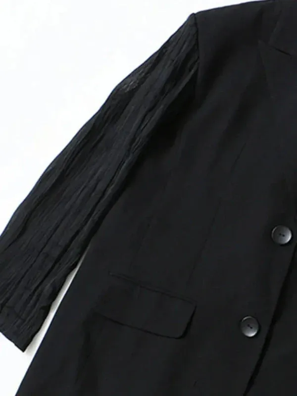 Wenkouban-Winter outfits Christmas Black Friday Notched Collar Fold Sleeve Lace-Up Back Blazer