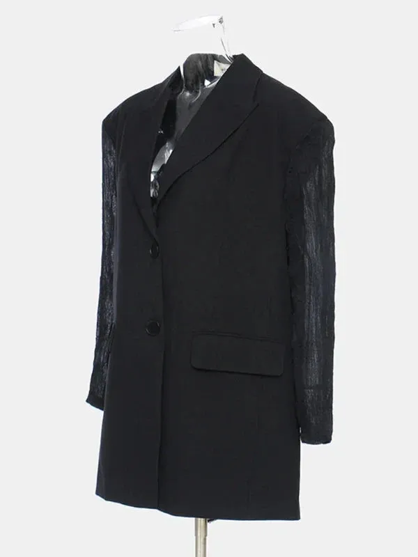 Wenkouban-Winter outfits Christmas Black Friday Notched Collar Fold Sleeve Lace-Up Back Blazer