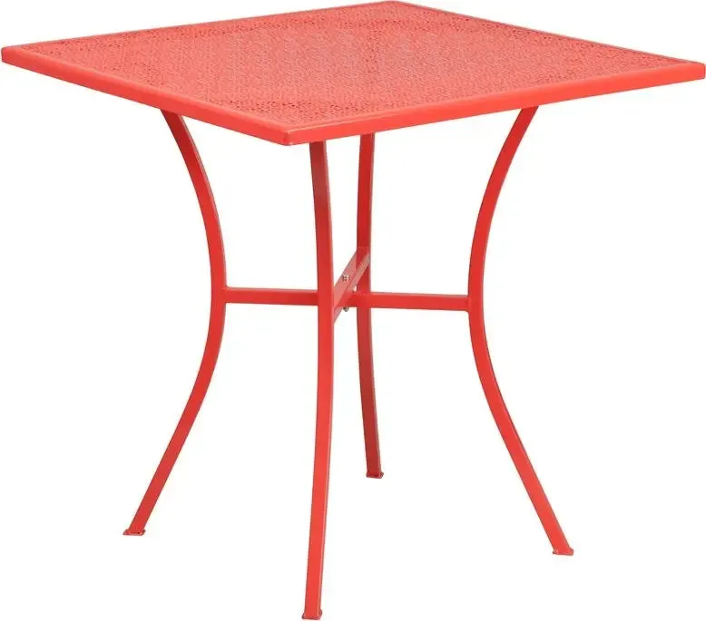 Westbury Square 28'' Coral Steel Table for Patio/Bar