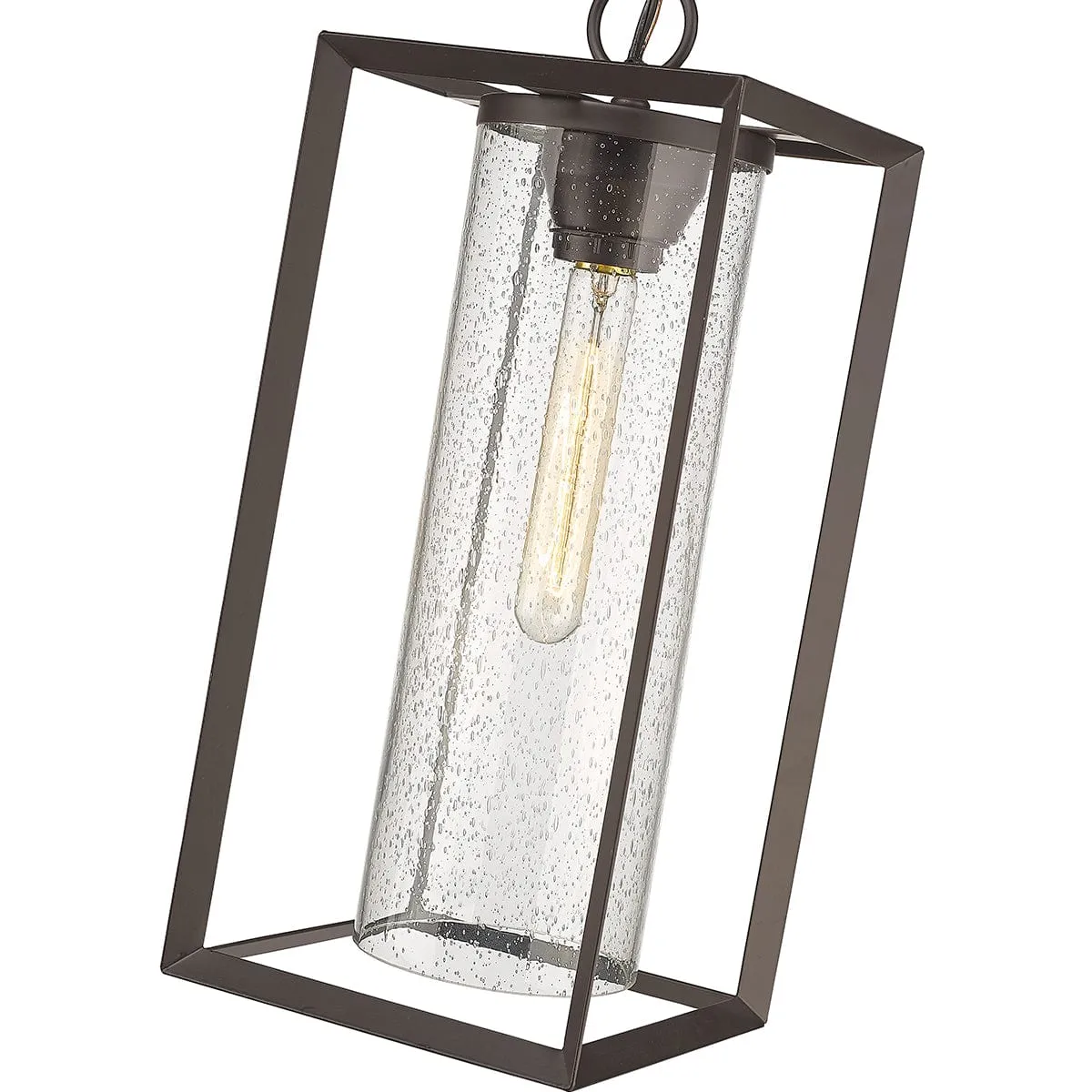 Wheatland Outdoor Hanging Lantern - Powder Coat Bronze - Clear Seeded Glass - 8.3in. Diameter - E26 Medium Base