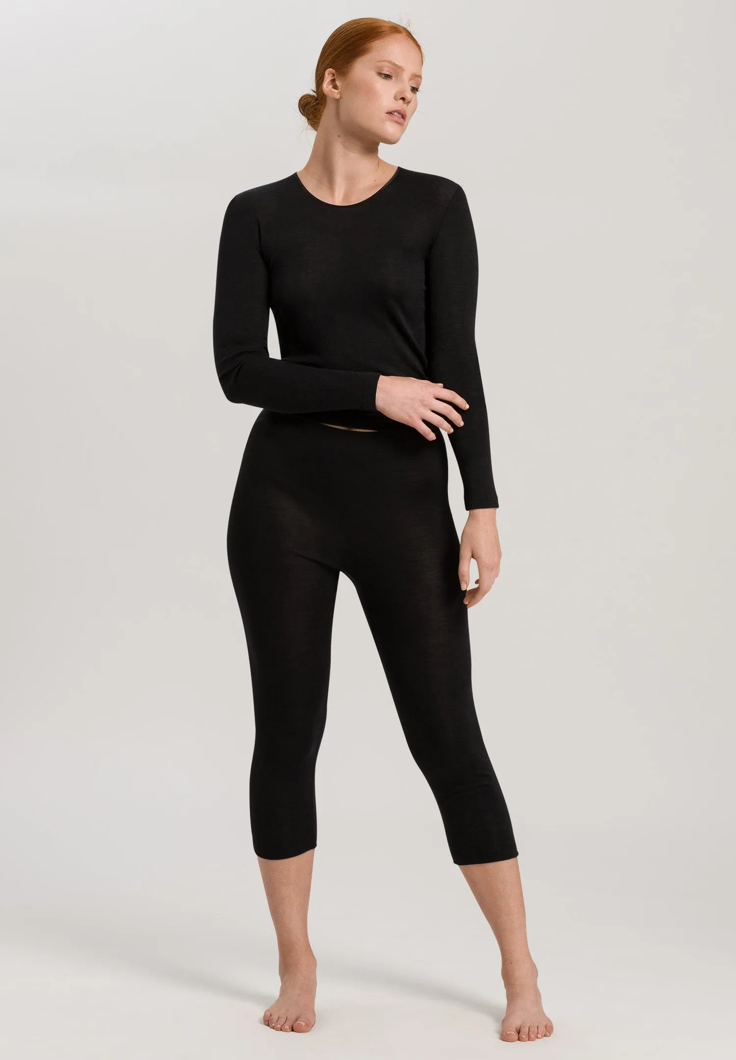 Woolen Silk W Wool And Silk Round Neck Top | Black 71409-018